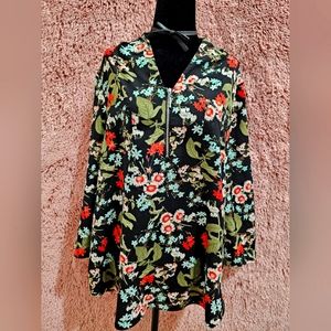 Jaclyn Smith Floral Zipper Blouse